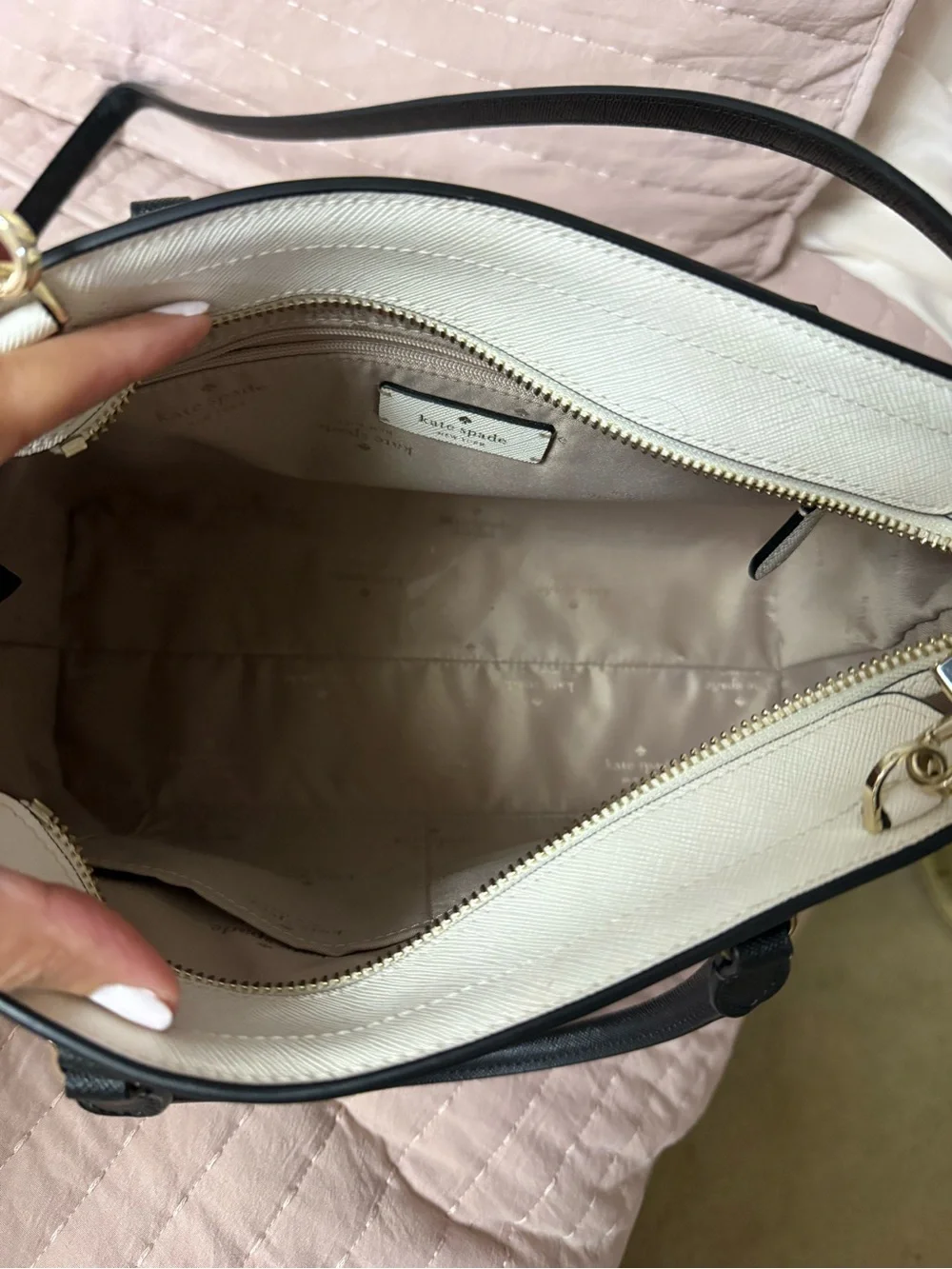 kate spade Cream and Black Satchel with Gold Hardware - Picture 2 of 8